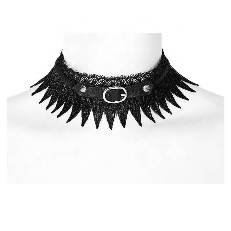 Gothic Feather Design Lace Choker Necklace | Gthic.com
