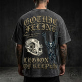 Gothic Feline Legion of Keeper Vintage Washed T-shirt | Gthic.com