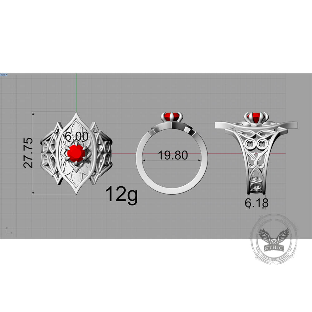 Gothic Filigree Sterling Silver Gemstone Ring