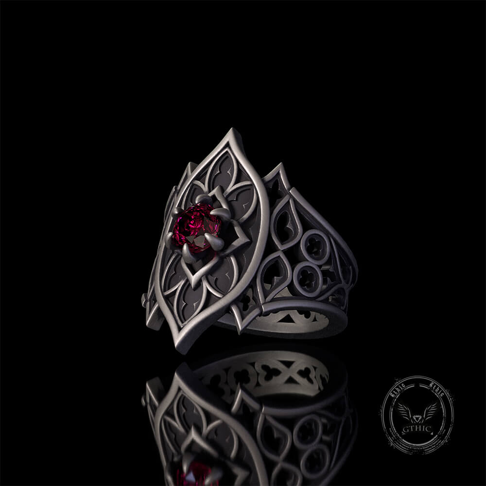 Gothic Filigree Sterling Silver Gemstone Ring