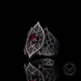 Gothic Filigree Sterling Silver Gemstone Ring