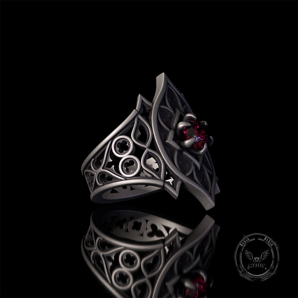 Gothic Filigree Sterling Silver Gemstone Ring