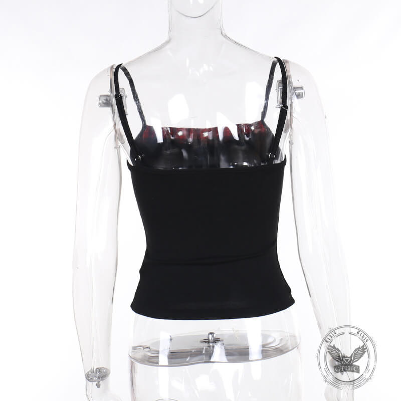 Gothic Five-Pointed Star Print Plaid Patchwork Camisole | Gthic.com