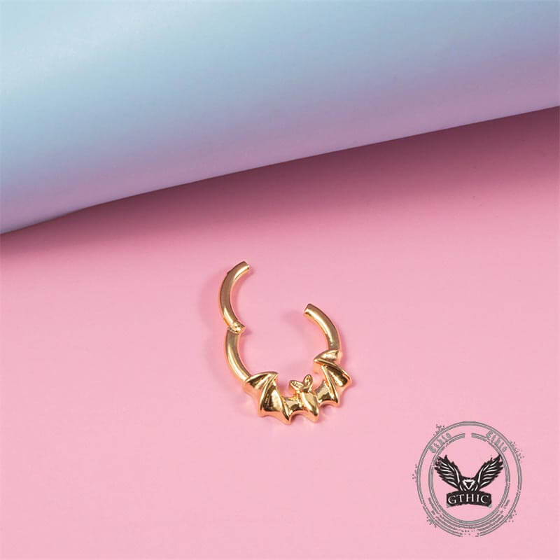 Gothic Flame Bat Shape Stainless Steel Nose Ring