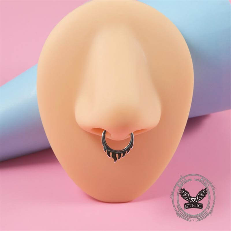 Gothic Flame Bat Shape Stainless Steel Nose Ring 02 | Gthic.com