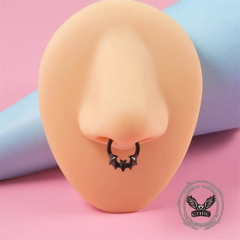 Gothic Flame Bat Shape Stainless Steel Nose Ring