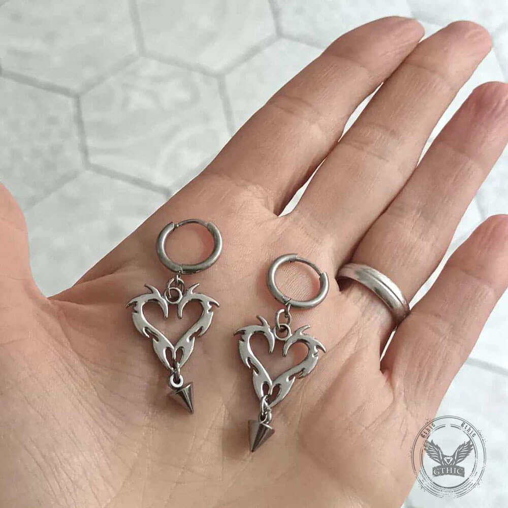 Gothic Flame Spike Stainless Steel Punk Earrings