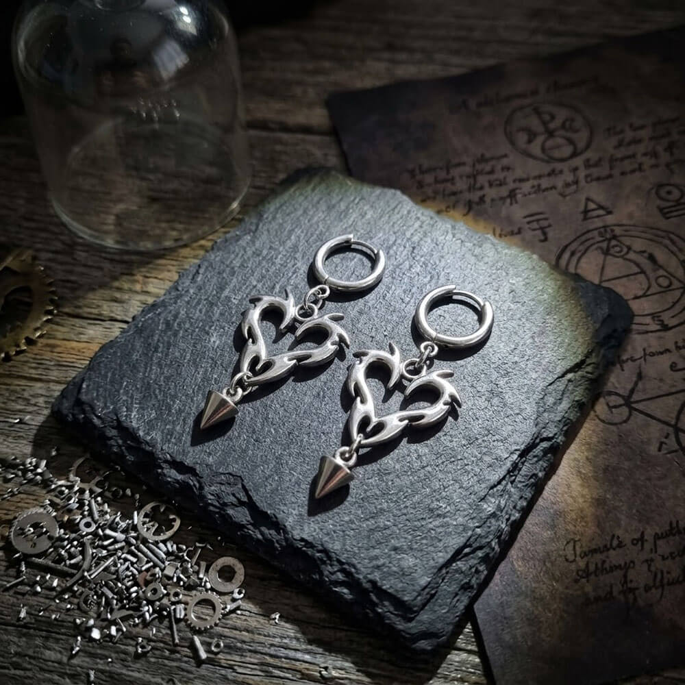Gothic Flame Spike Stainless Steel Punk Earrings | Gthic.com