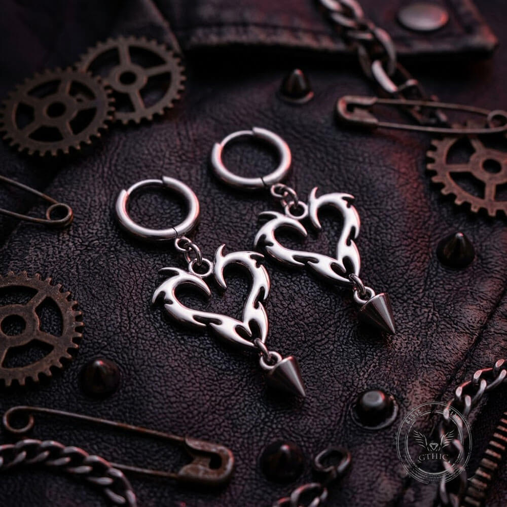 Gothic Flame Spike Stainless Steel Punk Earrings | Gthic.com