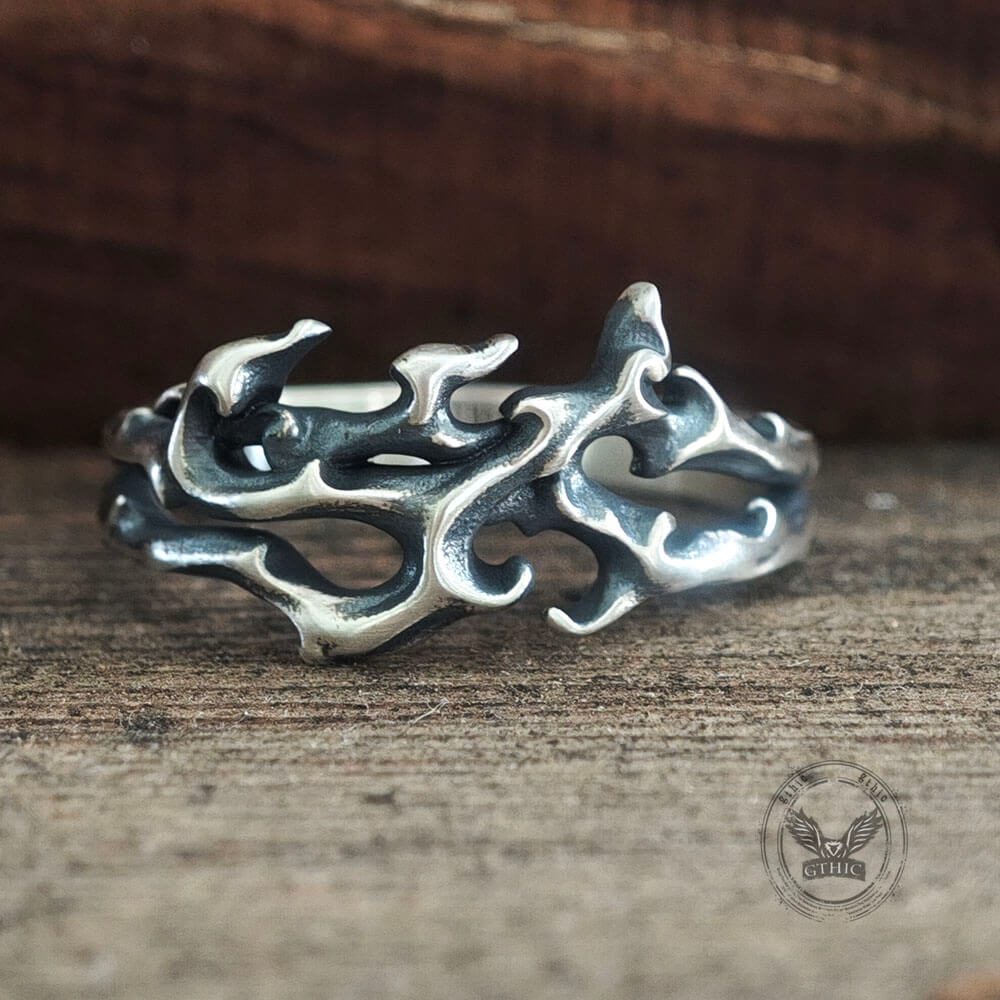 Gothic Flame Sterling Silver Hollow Ring | Gthic.com