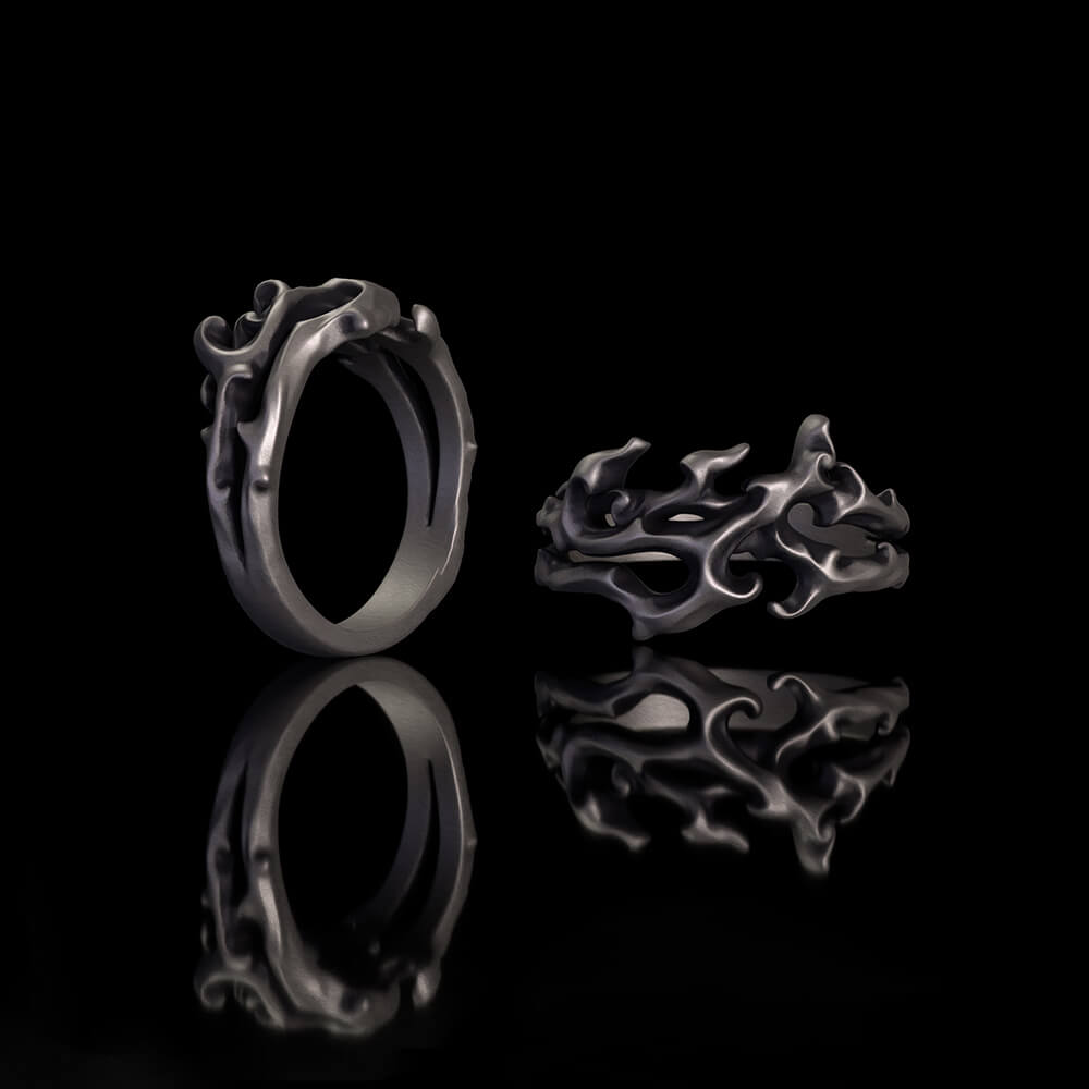 Gothic Flame Sterling Silver Hollow Ring | Gthic.com