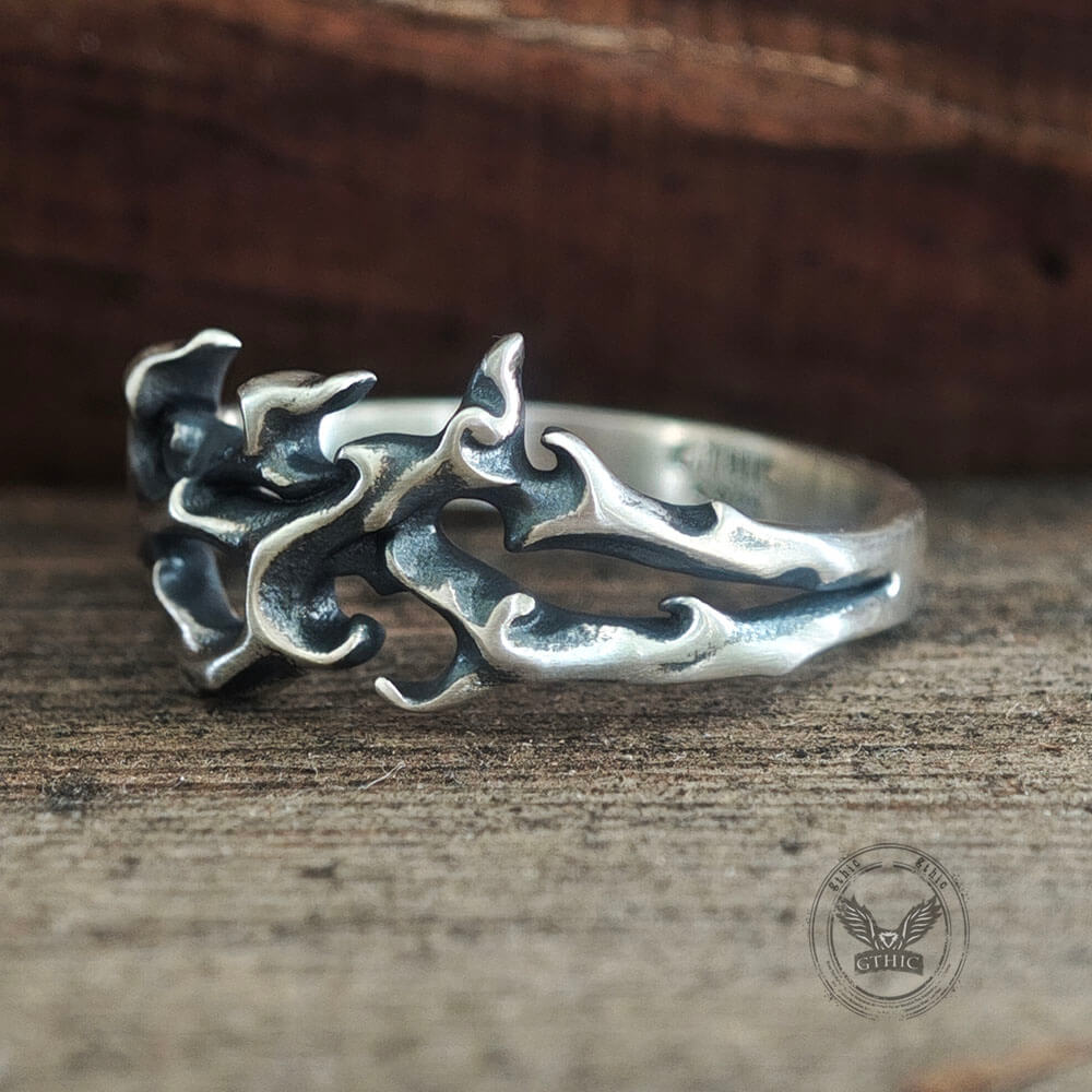 Gothic Flame Sterling Silver Hollow Ring