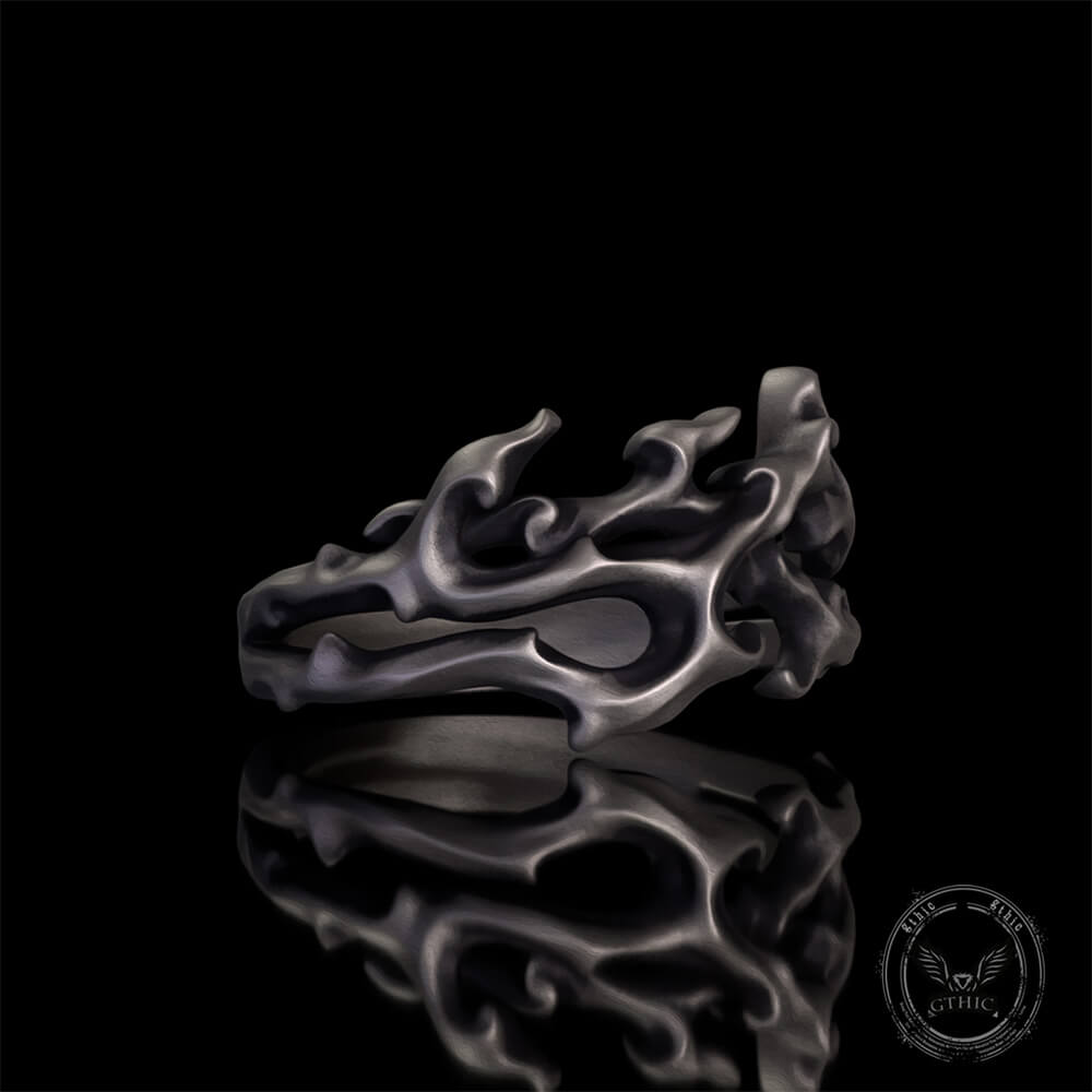 Gothic Flame Sterling Silver Hollow Ring