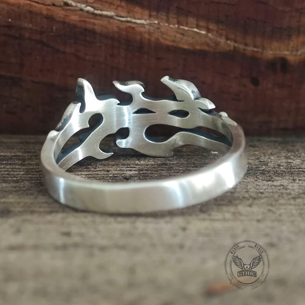Gothic Flame Sterling Silver Hollow Ring