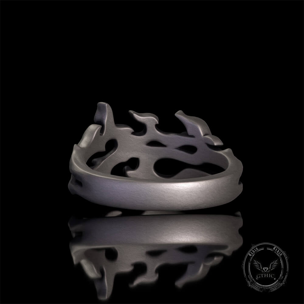 Gothic Flame Sterling Silver Hollow Ring