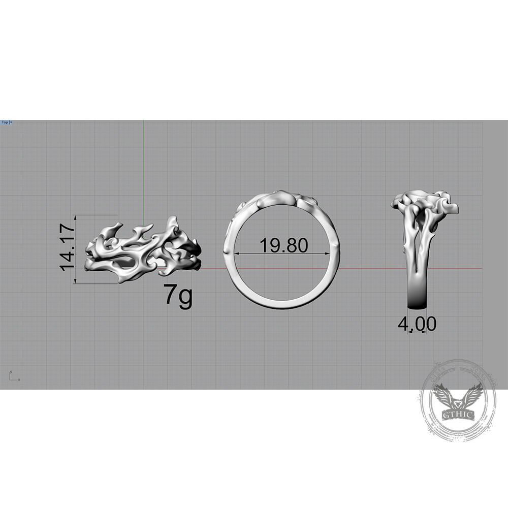 Gothic Flame Sterling Silver Hollow Ring