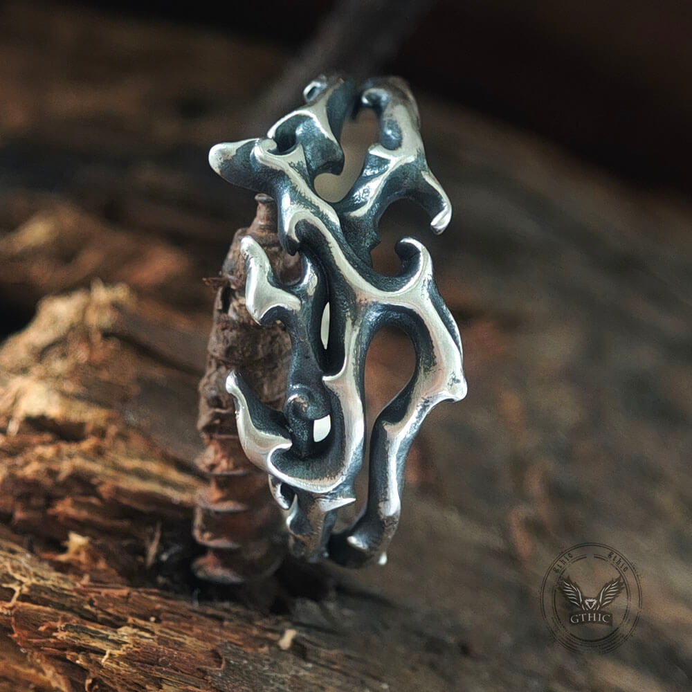 Gothic Flame Sterling Silver Hollow Ring