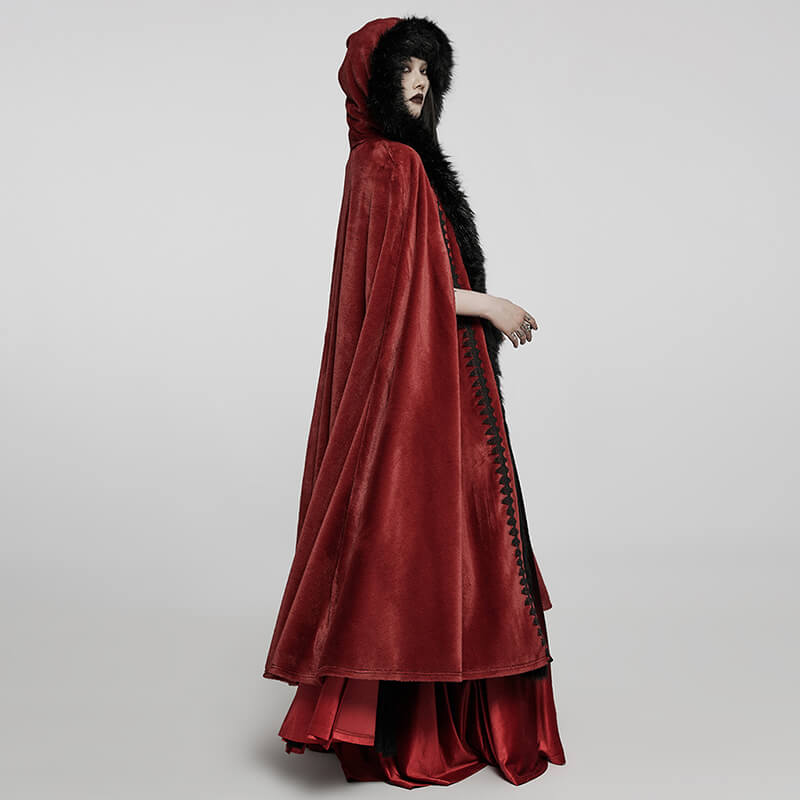 Gothic Fur Collar Winter Hooded Cape | Gthic.com