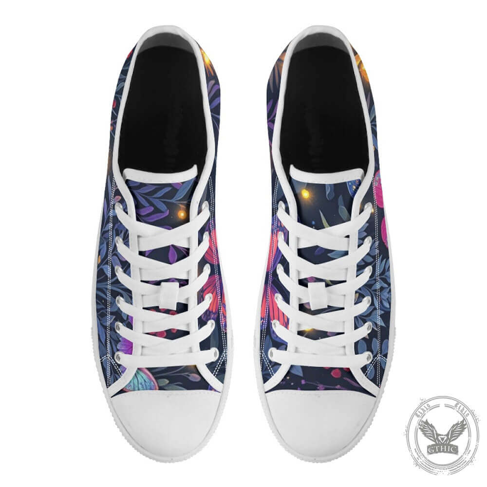 Gothic Garden Flora and Fauna Print Canvas Shoes