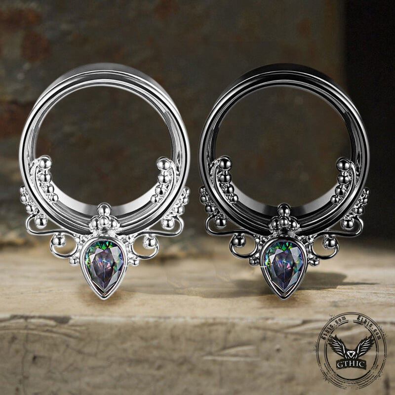  Gothic Gem-set Stainless Steel Tunnel Ear Gauges | Gthic.com