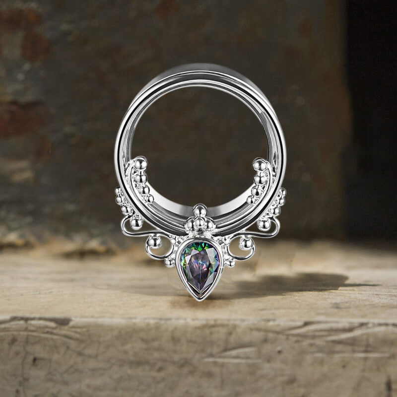  Gothic Gem-set Stainless Steel Tunnel Ear Gauges | Gthic.com