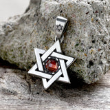 Gothic Gem-set Star Of David Stainless Steel Pendant 02 red | Gthic.com