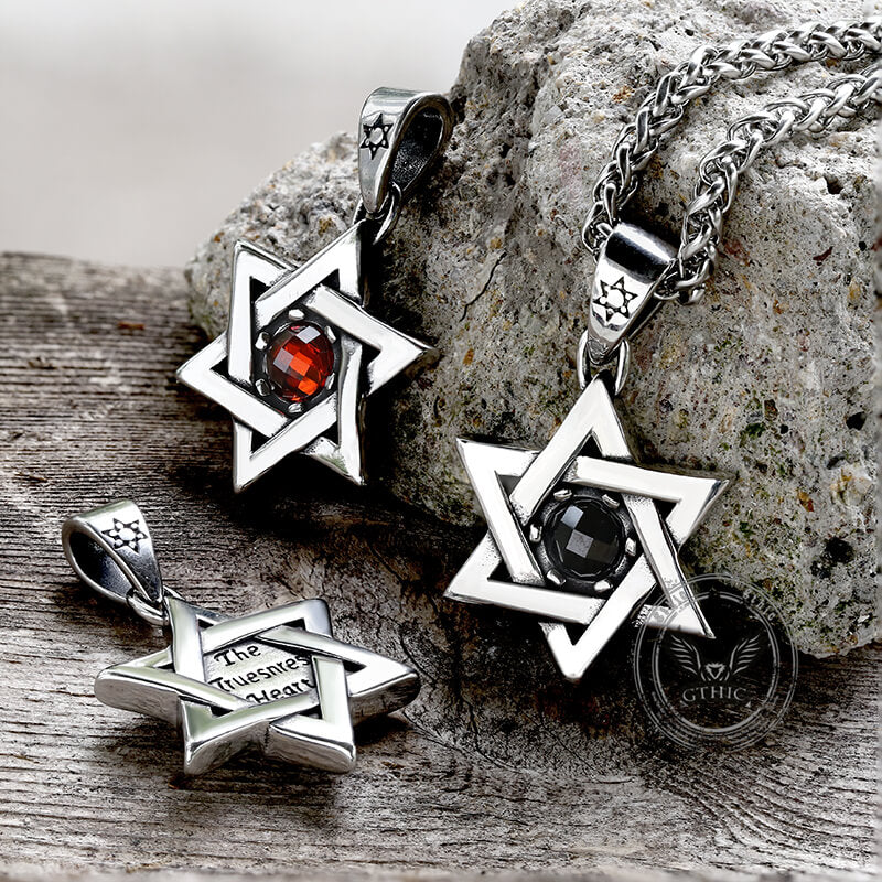 Gothic Gem-set Star Of David Stainless Steel Pendant