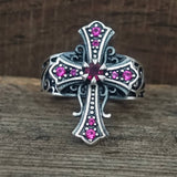 Gothic Gem Cross Vintage Sterling Silver Ring