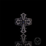 Gothic Gem Cross Vintage Sterling Silver Ring