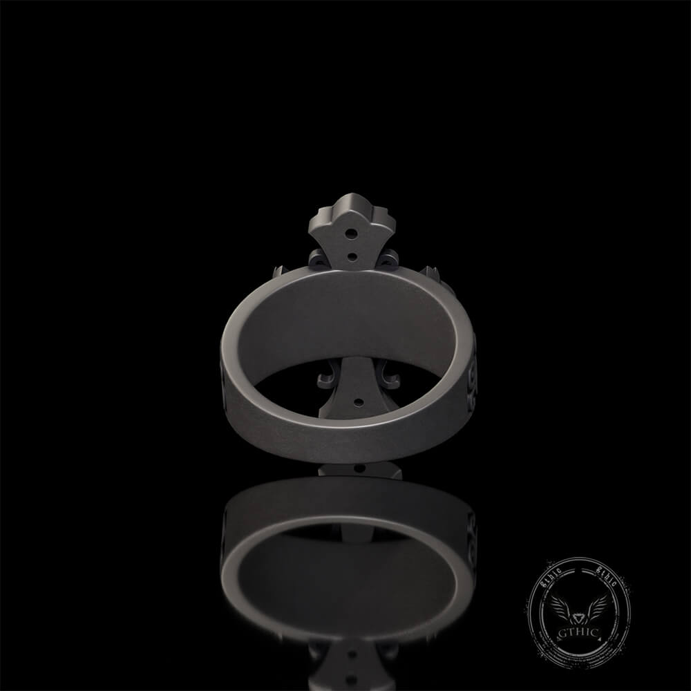 Gothic Gem Cross Vintage Sterling Silver Ring