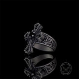Gothic Gem Cross Vintage Sterling Silver Ring