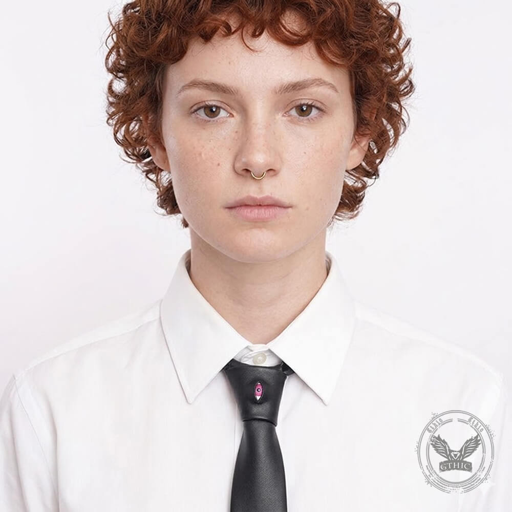 Gothic Gem Eye Black PU Leather Tie | Gthic.com