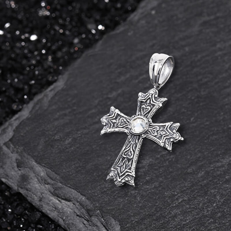 Gothic Gemstone Cross Stainless Steel Pendant 04 | Gthic.com