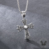 Gothic Gemstone Cross Stainless Steel Pendant