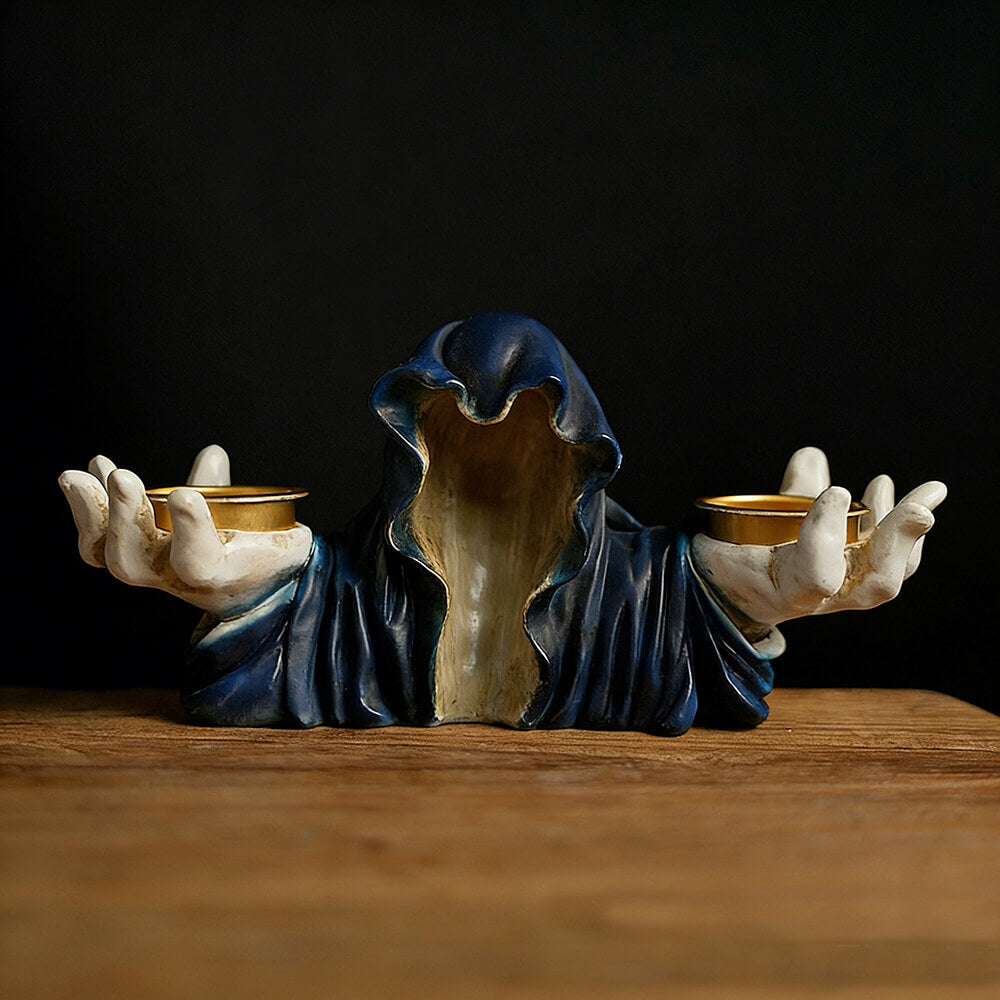 Gothic Ghost Wizard Resin Candle Holder | Gthic.com