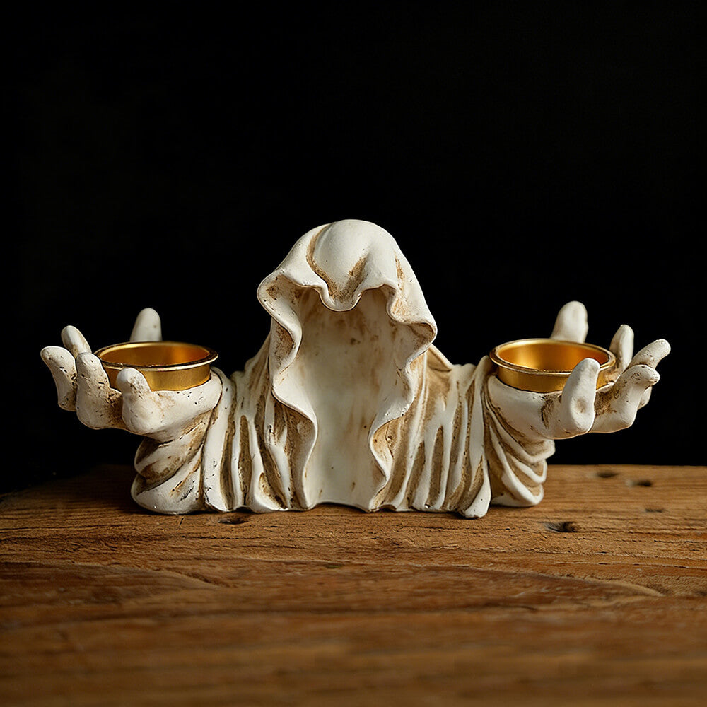 Gothic Ghost Wizard Resin Candle Holder