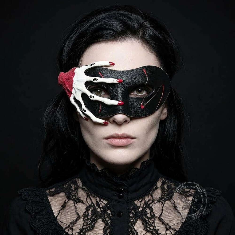 Gothic Ghostly Hand Design PU Leather Mask | Gthic.com