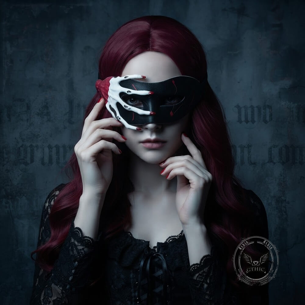Gothic Ghostly Hand Design PU Leather Mask | Gthic.com
