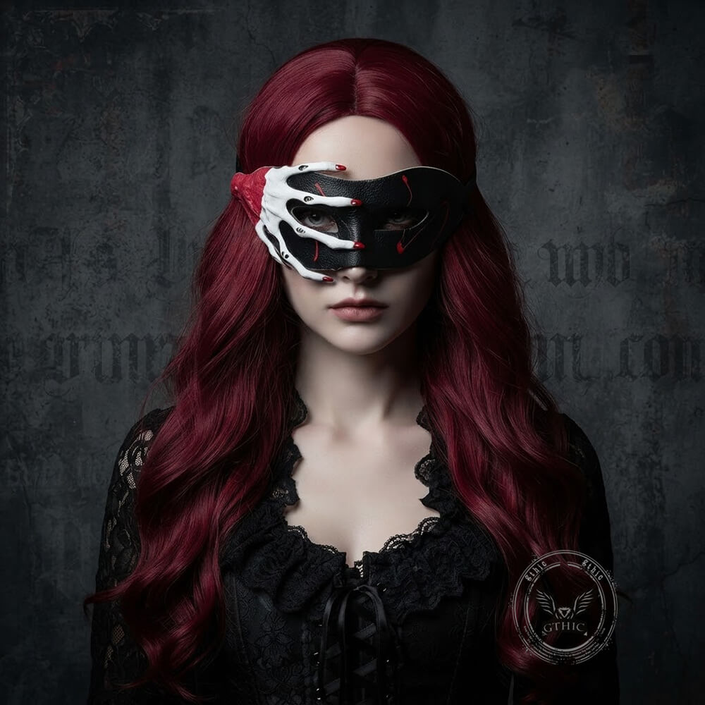 Gothic Ghostly Hand Design PU Leather Mask | Gthic.com