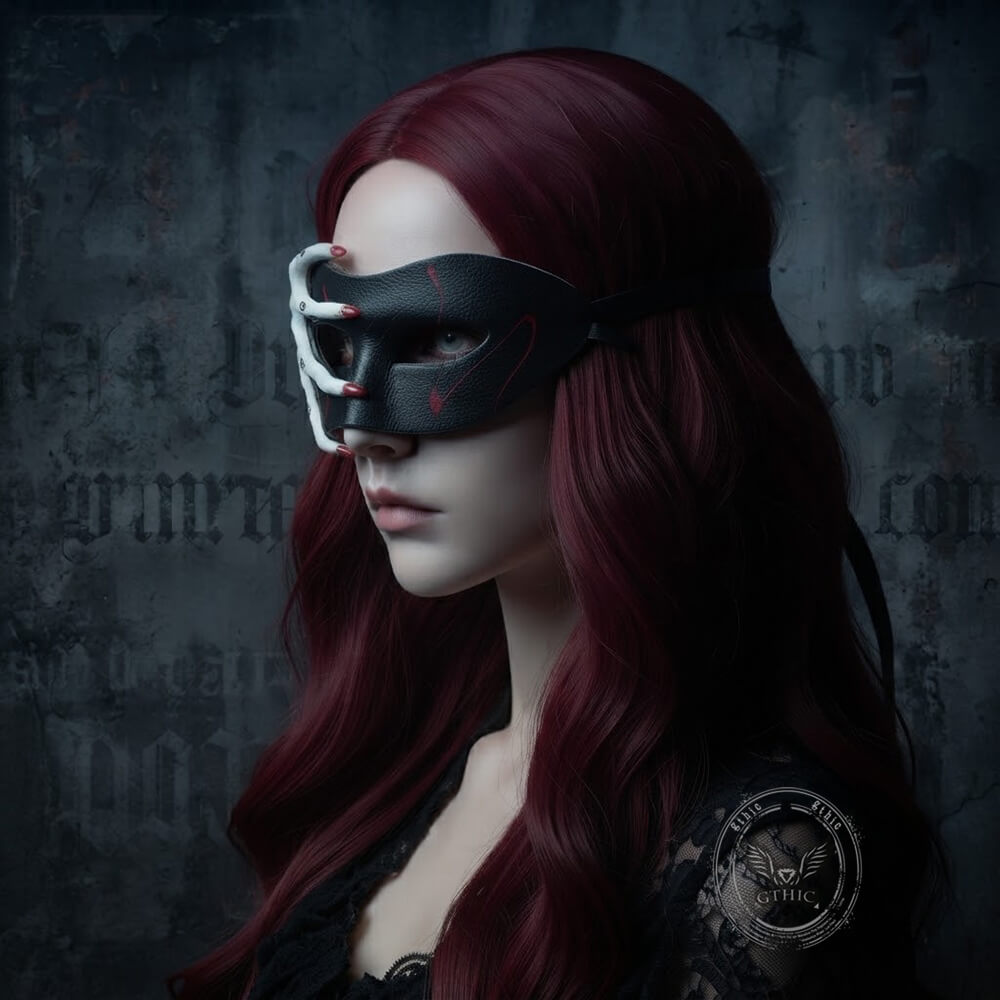 Gothic Ghostly Hand Design PU Leather Mask