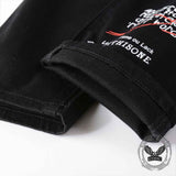 Gothic Graffiti Distressed Slim Fit Stretch Jeans