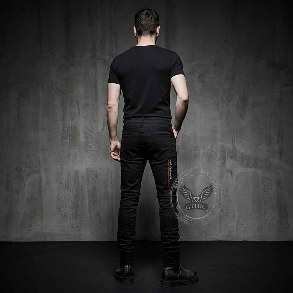 Gothic Graffiti Distressed Slim Fit Stretch Jeans | Gthic.com