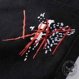 Gothic Graffiti Distressed Slim Fit Stretch Jeans