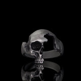 Gothic Half Skull Face Sterling Silver Ring | Gthic.com