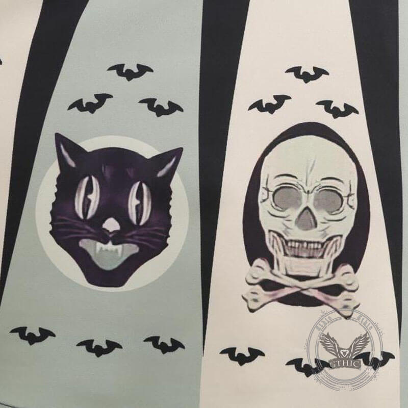 Gothic Halloween Pumpkin Print Round Neck Swing Dress