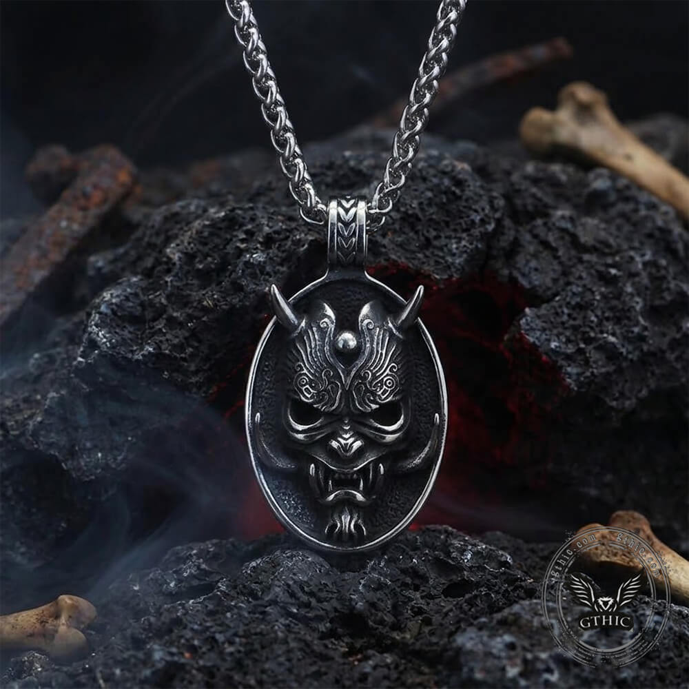 Gothic Hannya Oni Mask Stainless Steel Pendant | Gthic.com