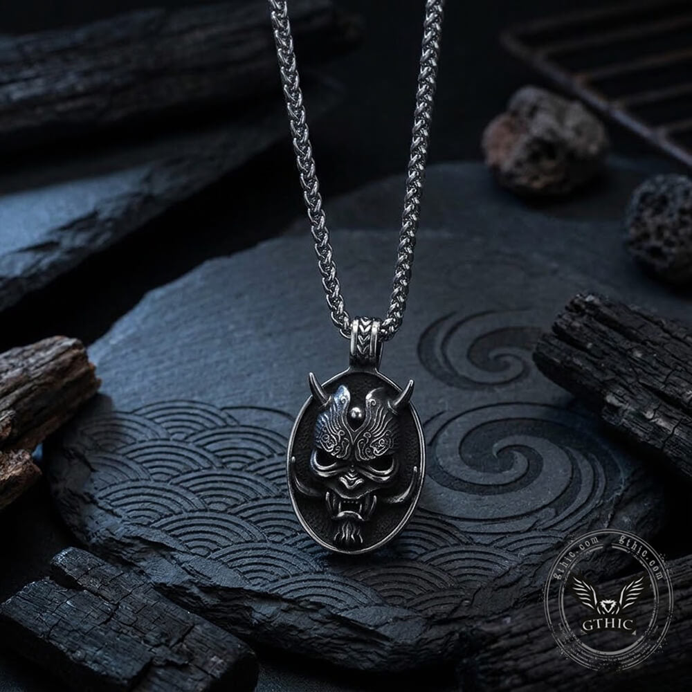 Gothic Hannya Oni Mask Stainless Steel Pendant