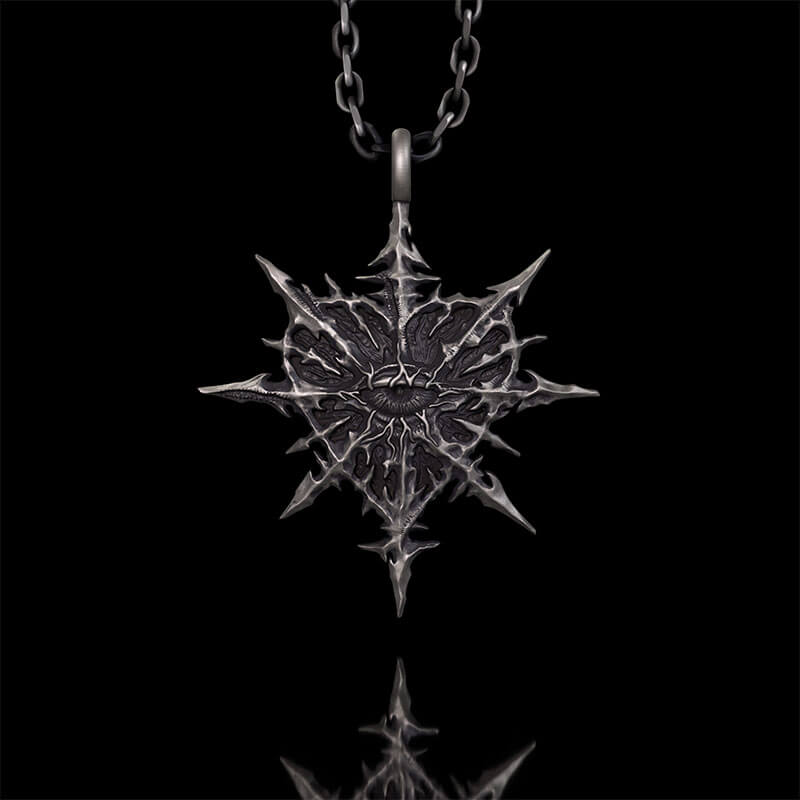 Gothic Heart of Thorns Demon Eye Sterling Silver Pendant | Gthic.com