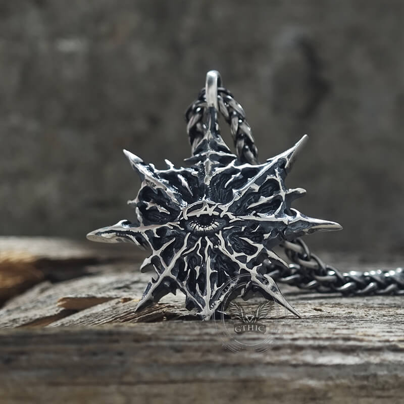 Gothic Heart of Thorns Demon Eye Sterling Silver Pendant | Gthic.com
