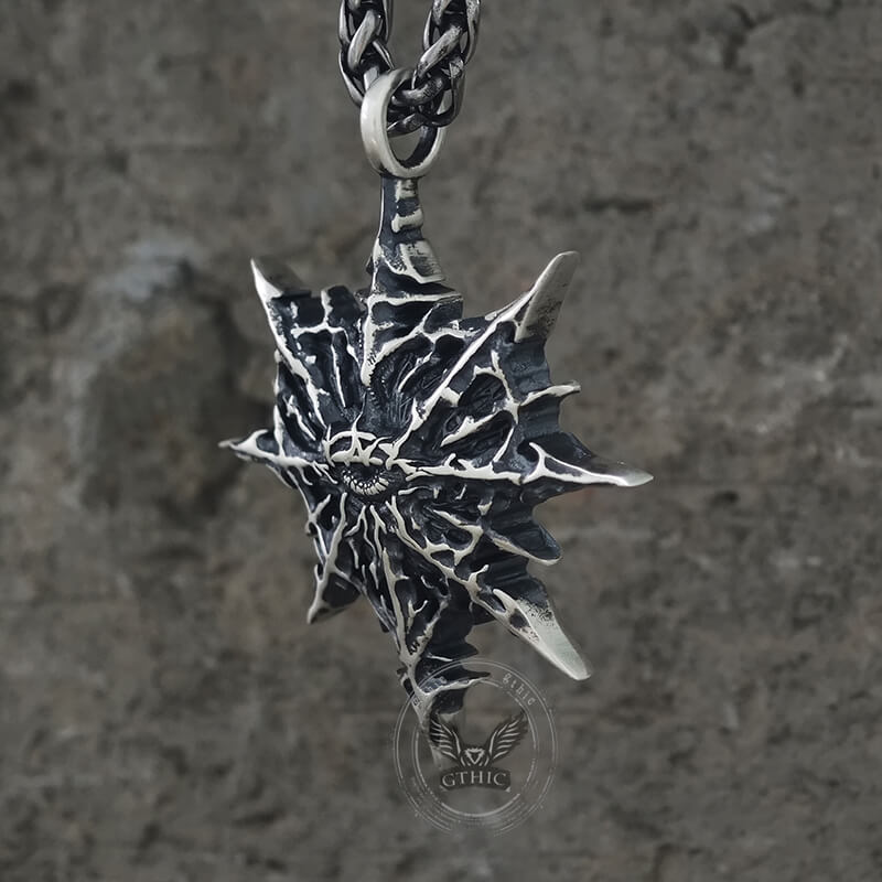 Gothic Heart of Thorns Demon Eye Sterling Silver Pendant | Gthic.com